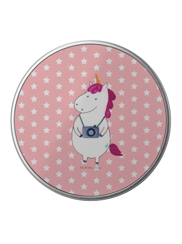 Mr. & Mrs. Panda Kaffeedose Einhorn Fotograf ohne Spruch in Rot Pastell