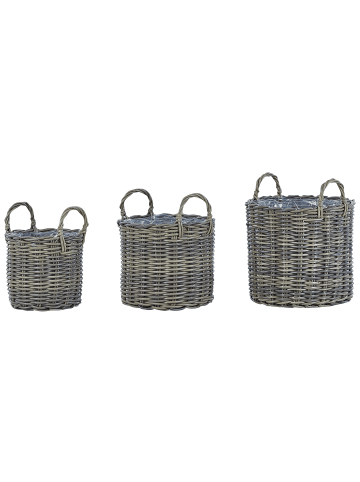 Beliani 3-tlg Outdoor Blumentopf NIKITI in Braun