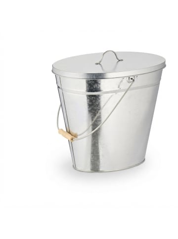 relaxdays Ascheeimer in Silber - 12 Liter