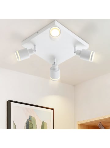 ZMH Deckenleuchte 4-flammige GU10 Modern Deckenspots Eckig in Weiß