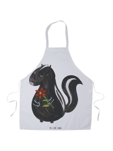 Mr. & Mrs. Panda Kochschürze Stinktier Blume ohne Spruch in Weiß