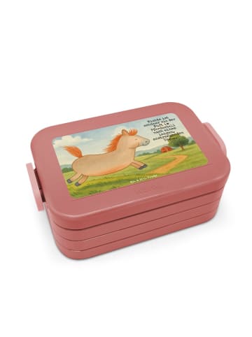 Mr. & Mrs. Panda Brotdose Pferd Springen Design mit Spruch in Rot Pastell