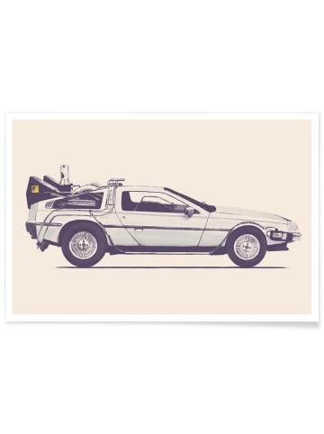 Juniqe Poster "Delorean - Back to the Future" in Cremeweiß & Schwarz