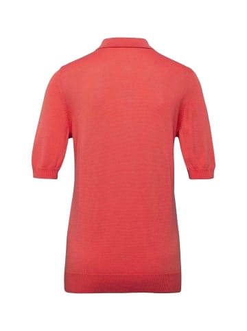 GOLDNER Kurzgröße:  Hemdkragenpullover mit Knopfleiste in koralle