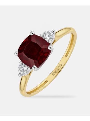 Diamant L'éternel Ring, mit synth. Rubin, 375 Gelbgold