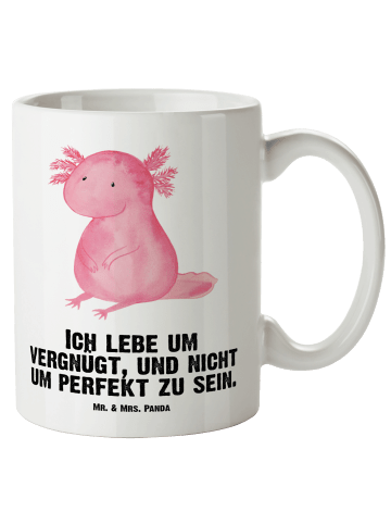 Mr. & Mrs. Panda Weiße Tasse Axolotl Niedlich mit Spruch in Weiß