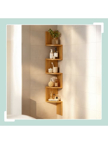 relaxdays Eckregal in Natur - (B)20 x (H)125 x (T)20 cm