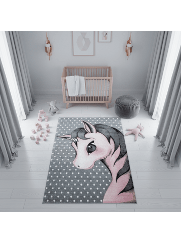 KADIMA DESIGN Teppich Kinder Einhorn Polypropylen saugroboter Kurzflor Kinderzimmer