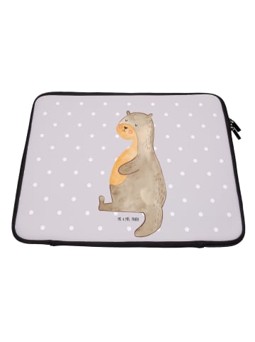 Mr. & Mrs. Panda Laptop Hülle Otter Bauch ohne Spruch in Grau Pastell