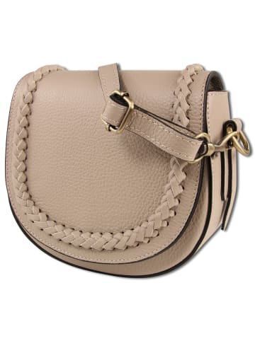 Toscanto Leder Schultertasche, Umhängetasche Toscanto Tasche taupe, beige ca. 21cm