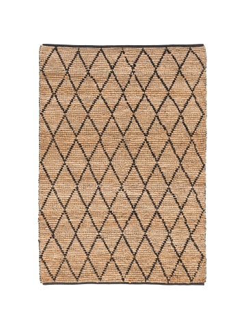 Pergamon Naturfaser Teppich Jute Salsa Rauten in Beige Schwarz