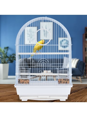 relaxdays Vogelkäfig in Weiß - (B)34,5 x (H)49,5 x (T)31 cm