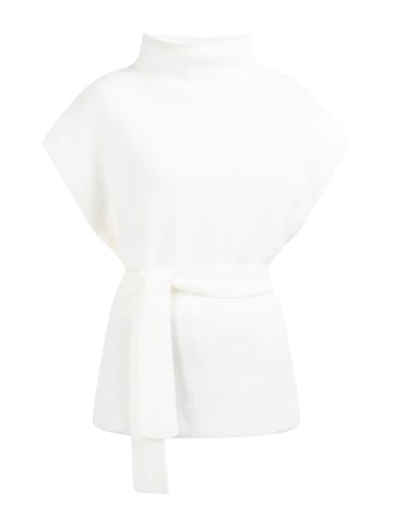 DreiMaster Klassik Damen Strick Poncho in Wollweiss
