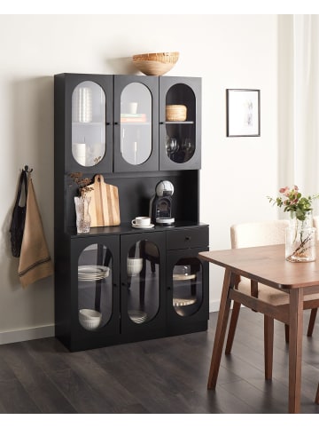 Beliani Vitrine LANGFORD in Schwarz - (W) 100 x (H) 178 x (L) 38 cm