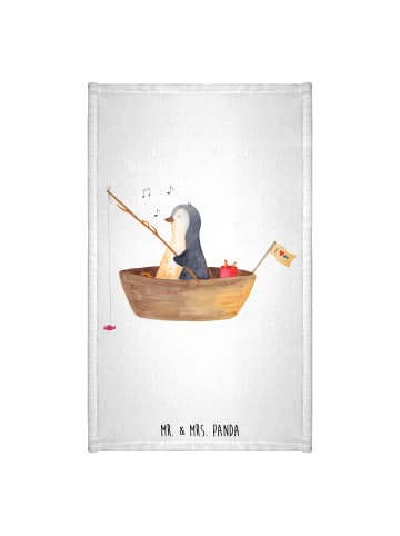 Mr. & Mrs. Panda Gästehandtücher Pinguin Angelboot ohne Spruch in Weiß