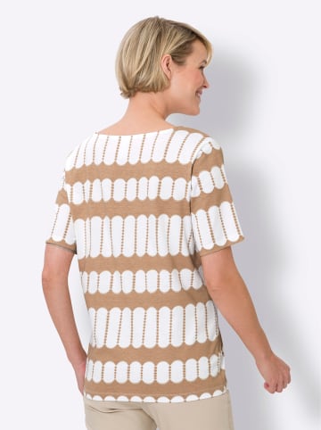 Sieh an! Kurzarmshirt in camel-ecru-bedruckt