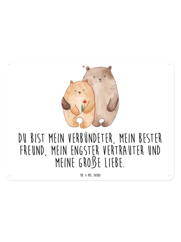 Mr. & Mrs. Panda Blechschild Bären Liebe mit Spruch in Weiß