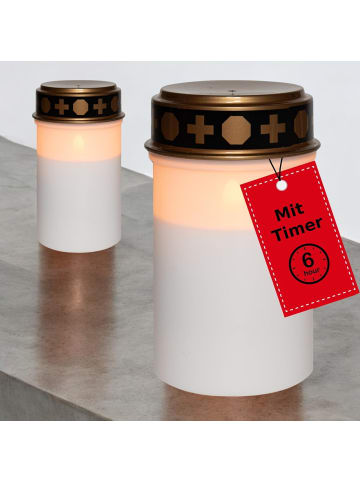 Novaliv Novaliv 2 Stück Grablichter LED ohne Batterie und Timer 6/18 Grablicht in Weiß