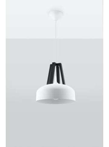 Nice Lamps Hängeleuchte OLLA stahl weiß  und holz schwarz  (L)30cm (B)30cm (H)85cm
