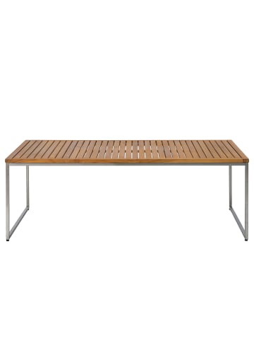 home24 Couchtisch TEAKLINE in Braun / Silber