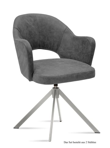 58 aufm Kessel ARMLEHNSTUHL drehbar (2er-Set) Davinia 59x87x61 Edelstahl/Grau