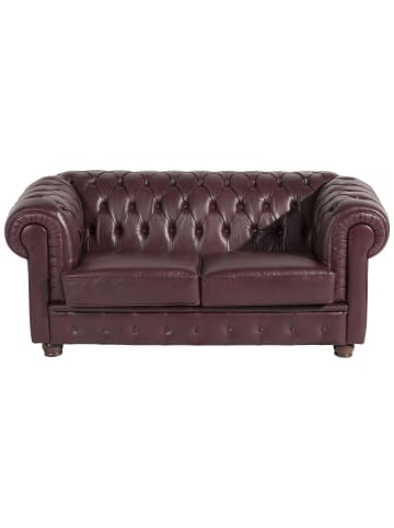 58 aufm Kessel SOFA 2-Sitzer Kalea Bezug Wischleder Buche nussbaum dunkel / rot