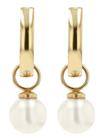 Adeliás Damen Ohrringe – Klappcreole aus Edelstahl mit Perle in gold