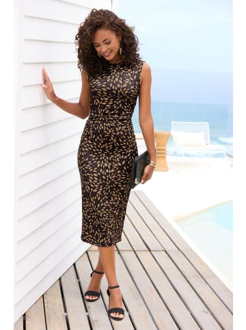 LASCANA Midikleid in schwarz braun beige