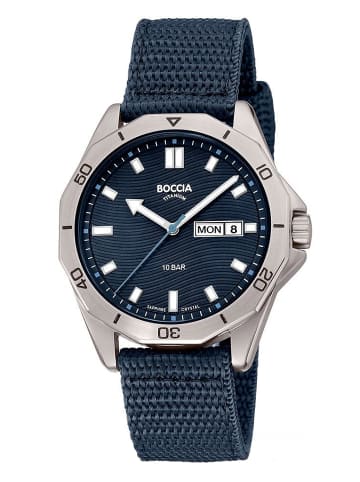 Boccia Titan-Armbanduhr für Herren mit Saphirglas 10 bar Blau