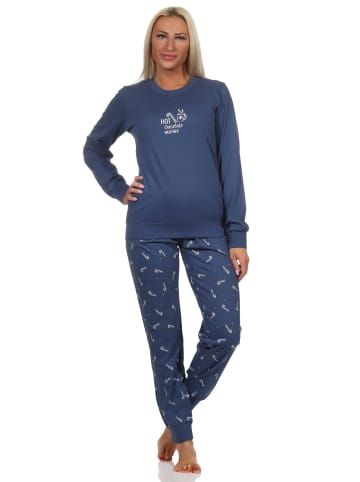 NORMANN Schlafanzug Weihnachten langarm Bündchen - 88723 in navy