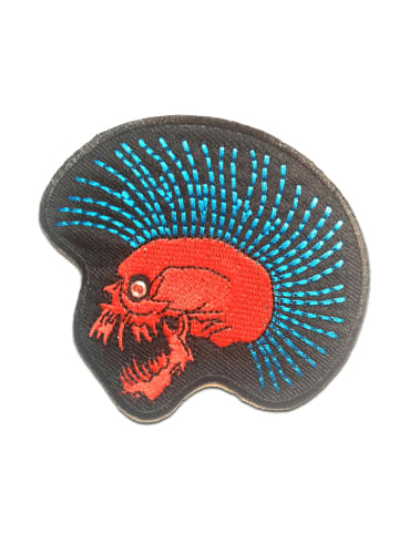 Catch the Patch Punk Totenkopf BikerApplikation Bügelbild inBlau