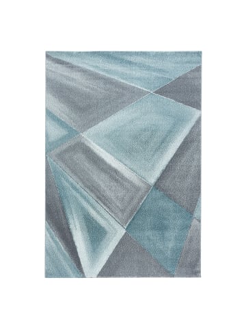 KADIMA DESIGN Teppich Kurzflor Waschbar Geometrisch ANDALO Strapazierfähig OEKO-TEX in Blau