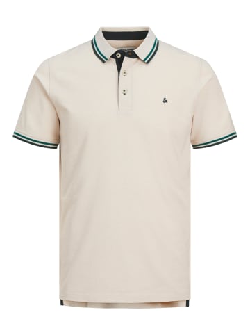 Jack & Jones Polo Shirt JJEPAULOS Sommer Hemd Kragen Pique Cotton in Beige-3