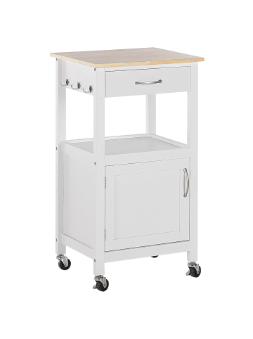 Beliani Servierwagen SIENA in Weiß/Braun - (W) 48 x (H) 89 x (L) 39 cm