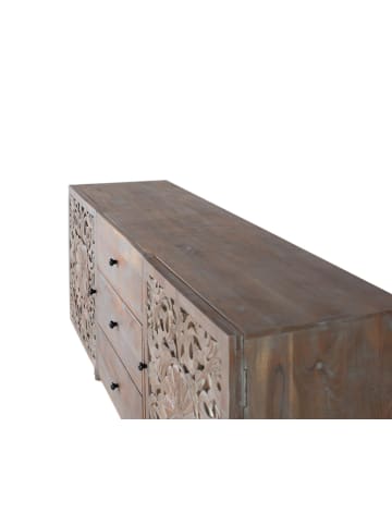 Giner y Colomer Sideboard aus Mangoholz mit zwei handgeschnitzten Seitentüren in Gray