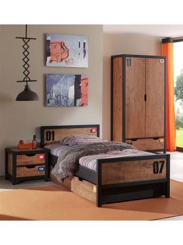 58 aufm Kessel KINDERZIMMER Set komplett Kameko 4 Massivholz+MDF Schwarz/Cognac