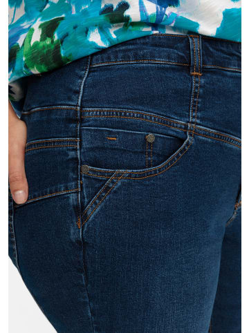 sheego Jeansbermudas in dark blue denim