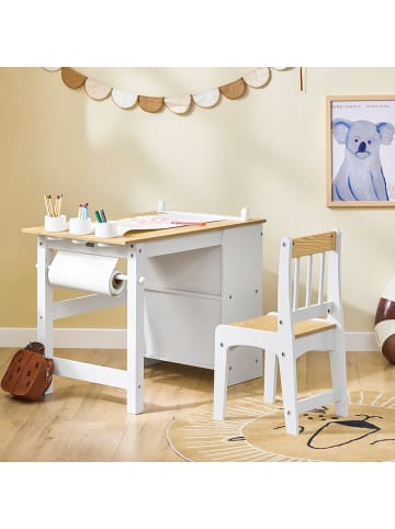 SoBuy Kinder-Schreibtisch-Set in Mattweiß - (W) 45 x (H) 66 x (L) 80 cm