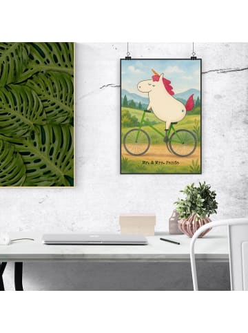 Mr. & Mrs. Panda Bild Einhorn Radfahrer Design ohne Spruch in Weiß