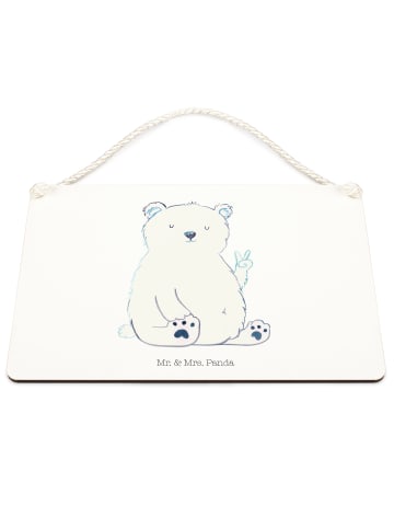 Mr. & Mrs. Panda Schild Eisbär Faul ohne Spruch in Weiß