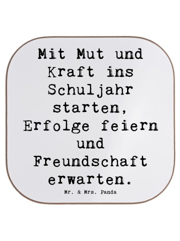 Mr. & Mrs. Panda Glas-Untersetzer Spruch Mutiger Schulanfang mit... in Weiß