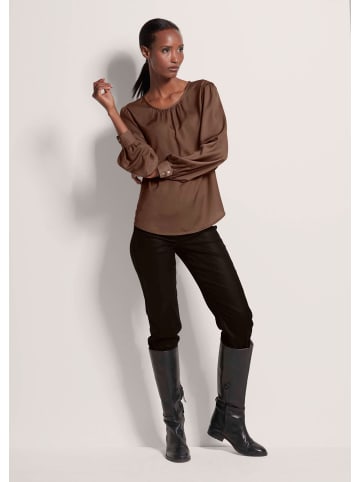 MADELEINE Satinbluse zum Schlüpfen in espresso