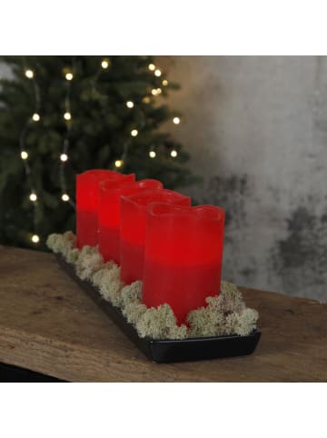 STAR Trading LED Blockkerzen May, Batterie und Timer, Echtwachs, rot, 4er-Set
