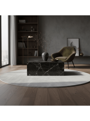KADIMA DESIGN Teppich Kurzflor Waschbar Einfarbig LECH Microfaser OEKO-TEX in Silber