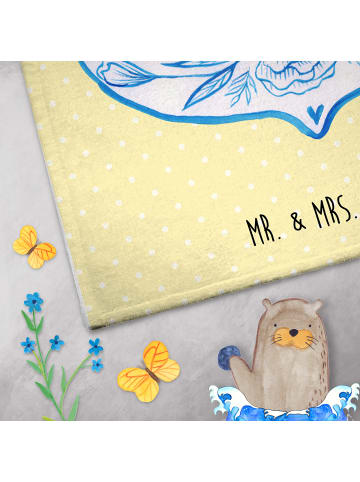 Mr. & Mrs. Panda Handtuch Anker Blau ohne Spruch in Gelb Pastell