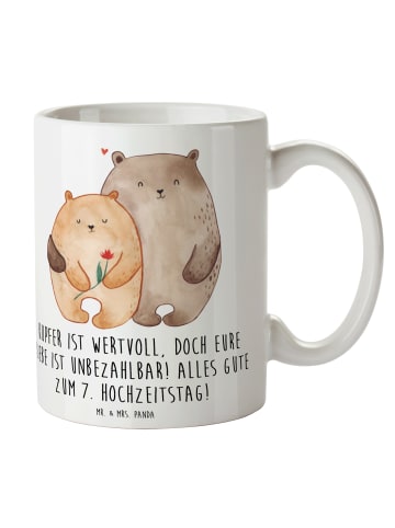Mr. & Mrs. Panda Keramiktasse 7. Hochzeitstag Kupferhochzeit mit... in Weiß