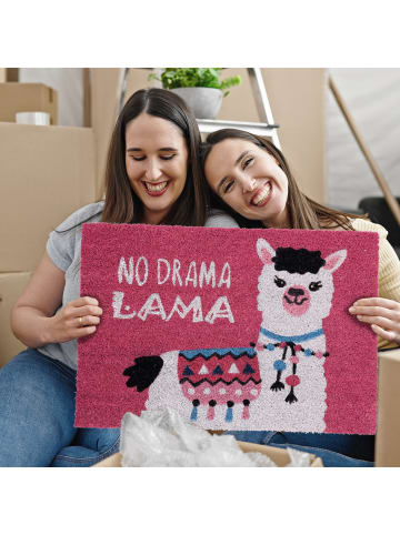 relaxdays Fußmatte "Lama" in Pink/ Weiß - 60 x 40 cm
