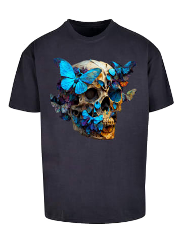 F4NT4STIC Heavy Oversize T-Shirt Schmetterling Skull OVERSIZE TEE in marineblau