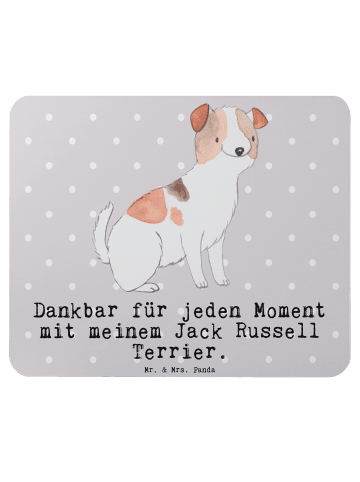 Mr. & Mrs. Panda Mauspad Jack Russell Terrier Moment mit Spruch in Grau Pastell