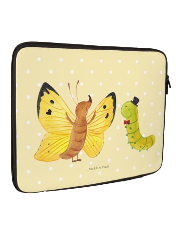 Mr. & Mrs. Panda Laptop Sleeve Raupe Schmetterling ohne Spruch in Gelb Pastell